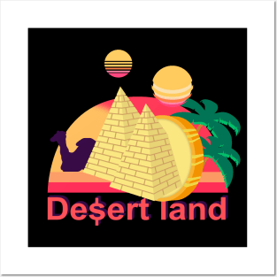 Retro Cryptocurrency-Desert land Posters and Art